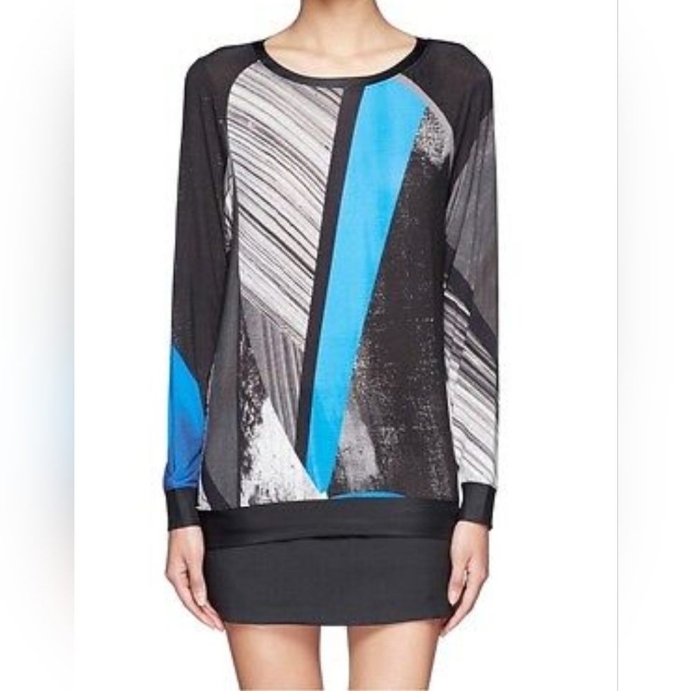 HELMUT LANG Fracture Print Jersey Sweatshirt Top Size M